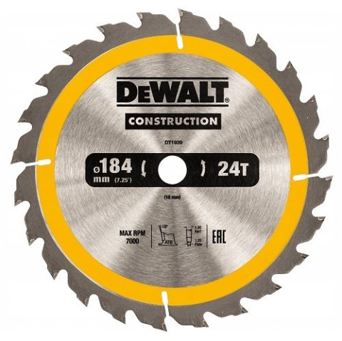 DEWALT PIŁA TARCZOWA DO DREWNA 184/16MM, 24 ZĘBÓW DEWALT PIŁA TARCZOWA DO DREWNA 184/16MM, 24 ZĘBÓW