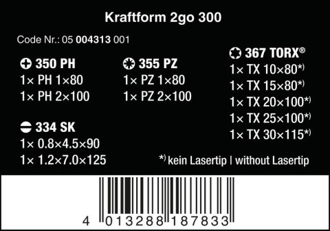WERA ZESTAW WKRĘTAKÓW KRAFTFORM 2GO 300, 11 CZĘŚĆI WERA ZESTAW WKRĘTAKÓW KRAFTFORM 2GO 300, 11 CZĘŚĆI