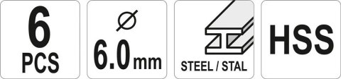 YATO FREZY TRZPIENIIOWE DO METALU FI 6MM 6 SZT. YATO FREZY TRZPIENIIOWE DO METALU FI 6MM 6 SZT.