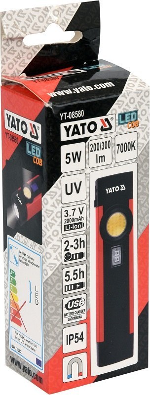 YATO LATARKA WIELOFUNKCYJNA 5W COB 300LM YATO LATARKA WIELOFUNKCYJNA 5W COB 300LM