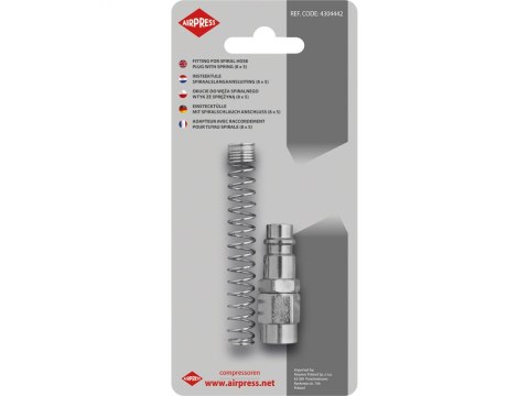 AIRPRESS OKUCIE WĘŻA SPIRALNEGO 8*5 WTYK ZE SPRĘŻYNĄ AIRPRESS OKUCIE WĘŻA SPIRALNEGO 8*5 WTYK ZE SPRĘŻYNĄ