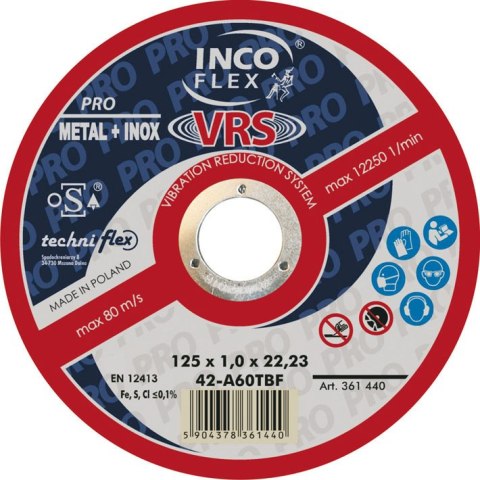 TECHNIFLEX TARCZA WYPUKŁA T27 125*1.6*22 A46TBF-VRS TECHNIFLEX TARCZA WYPUKŁA T27 125*1.6*22 A46TBF-VRS