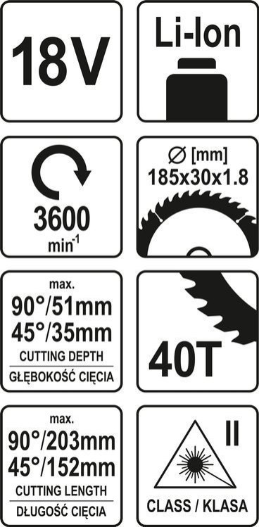 YATO UKOŚNICA 185MM 18V, BEZ AKUMULATORA YATO UKOŚNICA 185MM 18V, BEZ AKUMULATORA