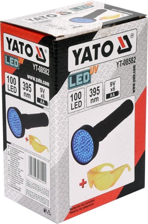 YATO ZESTAW LATARKA UV 100 LED I OKULARY YATO ZESTAW LATARKA UV 100 LED I OKULARY