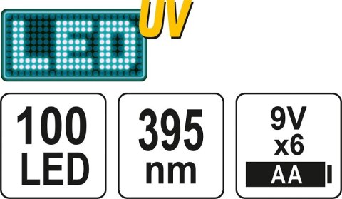 YATO ZESTAW LATARKA UV 100 LED I OKULARY YATO ZESTAW LATARKA UV 100 LED I OKULARY