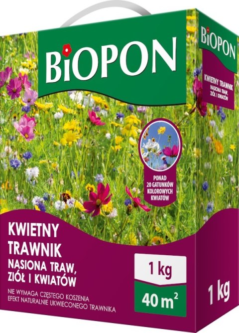 BIOPON KWIETNY TRAWNIK - MIESZANKA NASION TRAW, ZIÓŁ I KWIAT 1KG BIOPON KWIETNY TRAWNIK - MIESZANKA NASION TRAW, ZIÓŁ I KWIAT 1KG
