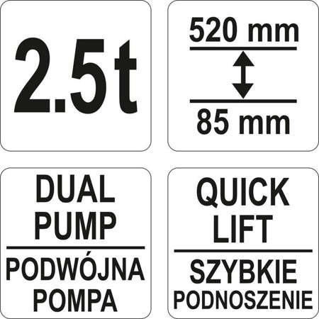 YATO PODNOŚNIK NISKOPROFILOWY SAMOCHODOWY 2,5T YATO PODNOŚNIK NISKOPROFILOWY SAMOCHODOWY 2,5T