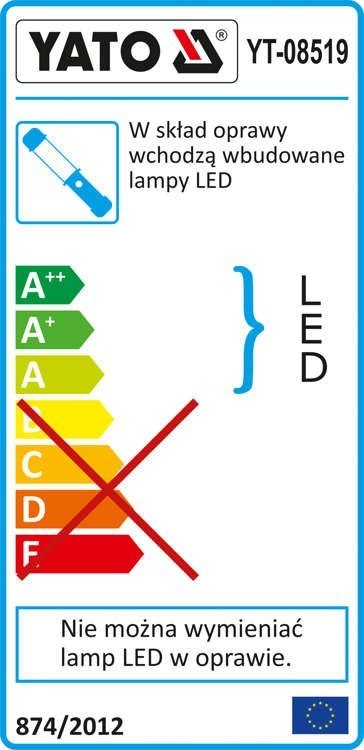 YATO LAMPA WARSZTATOWA COB LED 7W , 600LM+120LM YATO LAMPA WARSZTATOWA COB LED 7W , 600LM+120LM