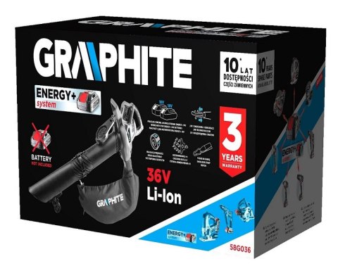 GRAPHITE ODKURZACZ OGRODOWY AKUMUL. ENERGY+ 36V, 2W1 GRAPHITE ODKURZACZ OGRODOWY AKUMUL. ENERGY+ 36V, 2W1