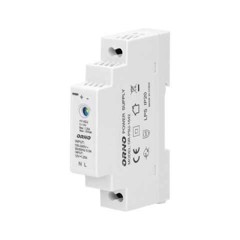 ORNO ZASILACZ NA SZYNĘ DIN 12VDC, 1,25A, 15W, SZEROKOŚĆ 1 MODUŁ ORNO ZASILACZ NA SZYNĘ DIN 12VDC, 1,25A, 15W, SZEROKOŚĆ 1 MODUŁ