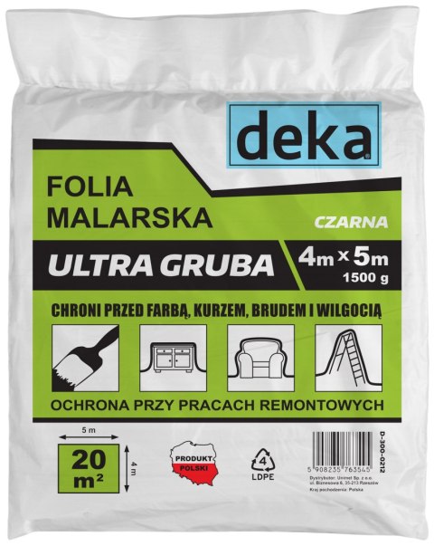 DEKA FOLIA MALARSKA ULTRA GRUBA CZARNA 4*5M 1500G DEKA FOLIA MALARSKA ULTRA GRUBA CZARNA 4*5M 1500G