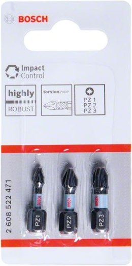 BOSCH ZESTAW BITÓW IMPACT 25MM PZ1,PZ2,PZ3,