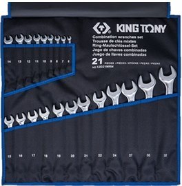 KING TONY ZESTAW KLUCZY PŁASKO-OCZKOWYCH 6-32MM 21CZ., ETUI