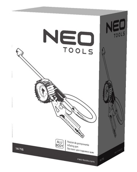 NEO PISTOLET DO POMPOWANIA Z MANOMETREM O 63MM,DŁUGA KOŃCÓWKA NEO PISTOLET DO POMPOWANIA Z MANOMETREM O 63MM,DŁUGA KOŃCÓWKA