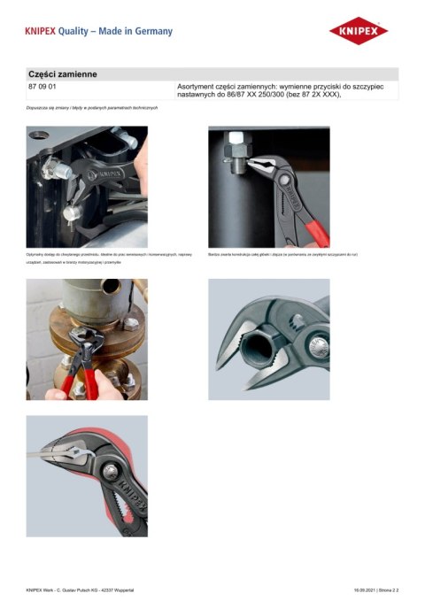 KNIPEX SZCZYPCE DO RUR COBRA Z WYDŁUŻONĄ SZCĘKĄ 250MM KNIPEX SZCZYPCE DO RUR COBRA Z WYDŁUŻONĄ SZCĘKĄ 250MM