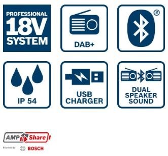 BOSCH RADIO AKUMULATOROWE GPB 18V-2 SC DAB+/FM BLUETOOTH 0*AH BOSCH RADIO AKUMULATOROWE GPB 18V-2 SC DAB+/FM BLUETOOTH 0*AH