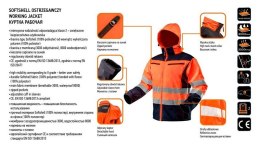 NEO KURTKA SOFTSHELL Z KAPTUREM POMARAŃCZOWA, ROZMIAR XXL