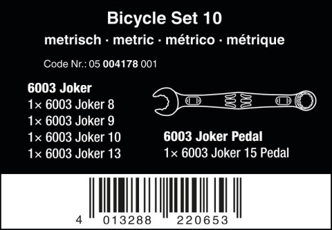 WERA ZESTAW KLUCZY PŁASKO-OCZKOWYCH BICYCLE SET 10SZT. WERA ZESTAW KLUCZY PŁASKO-OCZKOWYCH BICYCLE SET 10SZT.