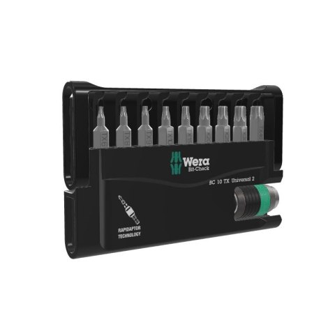 WERA ZESTAW BIT-CHECK 10 TX UNIVERSAL,UCHWYT RAPIDATOR, 10CZ WERA ZESTAW BIT-CHECK 10 TX UNIVERSAL,UCHWYT RAPIDATOR, 10CZ
