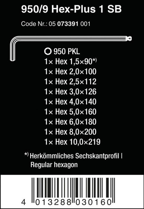 WERA ZESTAW KLUCZY TRZPIENIOWYCH METRYCZNYCH Z KULKĄ HEX PLUS 9CZ WERA ZESTAW KLUCZY TRZPIENIOWYCH METRYCZNYCH Z KULKĄ HEX PLUS 9CZ
