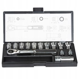 MAKITA ZESTAW NASADEK + KLUCZ Z ADAPT. 1/4'', 3/8'' 14 EL.