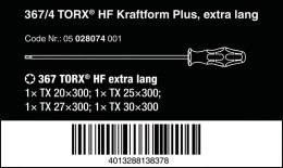 WERA ZESTAW WKRĘTAKÓW KRAFTFORM TORX, TRZPIEŃ 300MM, 4SZT.
