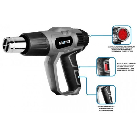 GRAPHITE OPALARKA 2000W, ZAKRES TEMPERATUR 50-550OC, 3 BIEGI ,WALIZKA GRAPHITE OPALARKA 2000W, ZAKRES TEMPERATUR 50-550OC, 3 BIEGI ,WALIZKA