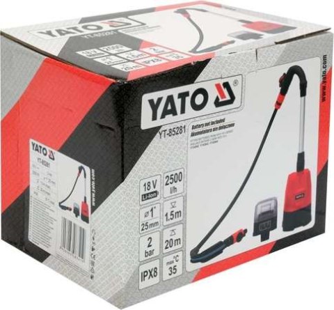 YATO POMPA ZATAPIALNA DO DESZCZÓWKI 18V BEZ AKUMULATORA YATO POMPA ZATAPIALNA DO DESZCZÓWKI 18V BEZ AKUMULATORA