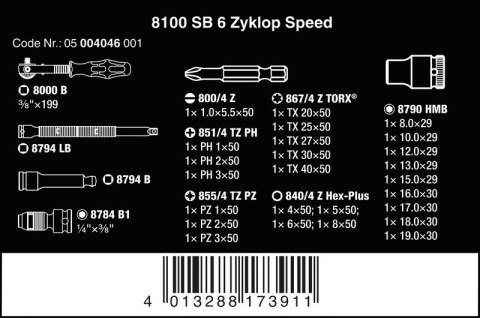 WERA ZESTAW KLUCZY NASADOWYCH 3/8'' ZYLKOP, 29 CZ. WERA ZESTAW KLUCZY NASADOWYCH 3/8'' ZYLKOP, 29 CZ.