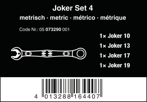 WERA ZESTAW KLUCZY PŁASKO-OCZKOWYCH Z GRZECHOTKĄ 6000 JOKER 4SZT. WERA ZESTAW KLUCZY PŁASKO-OCZKOWYCH Z GRZECHOTKĄ 6000 JOKER 4SZT.