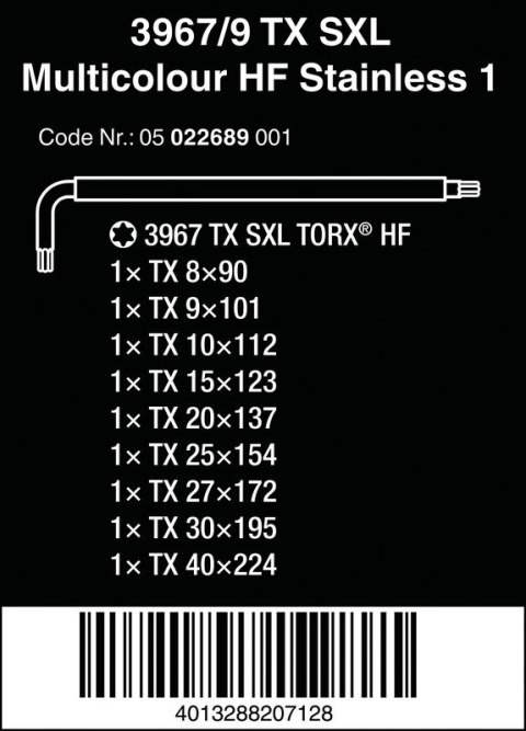 WERA ZESTAW KLUCZY TRZPIENIOWYCH TORX 3967/9 TX SXL MULTICOLOUR WERA ZESTAW KLUCZY TRZPIENIOWYCH TORX 3967/9 TX SXL MULTICOLOUR