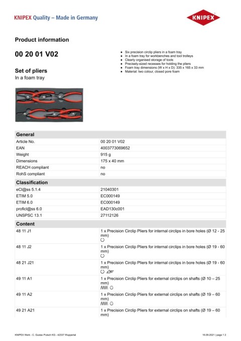 KNIPEX ZESTAW SZCZYPIEC DO PIERŚCIENI OSADCZYCH 6CZ. KNIPEX ZESTAW SZCZYPIEC DO PIERŚCIENI OSADCZYCH 6CZ.