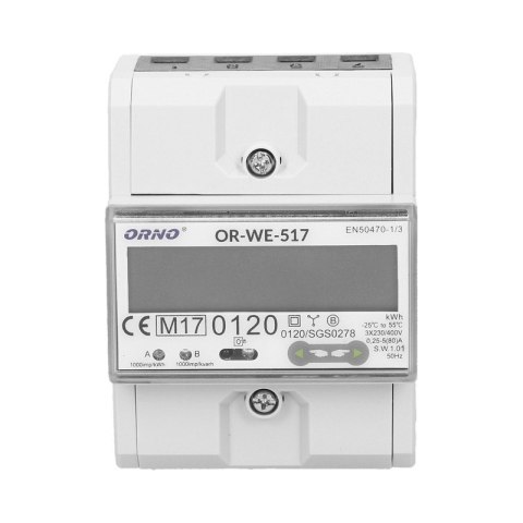 ORNO 3-FAZOWY LICZNIK ENERGII ELEKTRYCZNEJ 80A RS485 MID ORNO 3-FAZOWY LICZNIK ENERGII ELEKTRYCZNEJ 80A RS485 MID