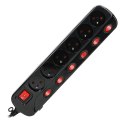 ORNO LISTWA ZASILAJĄCA 'MULTISWITCH', 6X2P+Z, KABEL 3X1,0M CZARNY