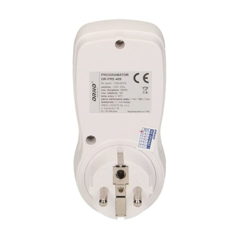 ORNO PROGRAMATOR CZASOWY ELEKTRONICZNY 3680W 16A ORNO PROGRAMATOR CZASOWY ELEKTRONICZNY 3680W 16A