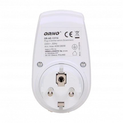 ORNO ŚCIEMNIACZ Z GNIAZDEM 2P+Z MAX 280W ORNO ŚCIEMNIACZ Z GNIAZDEM 2P+Z MAX 280W