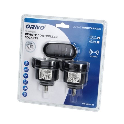 ORNO ZESTAW BEZPRZEWODOWYCH MINI GNIAZD STEROWANYCH PILOTEM 2+1 ORNO ZESTAW BEZPRZEWODOWYCH MINI GNIAZD STEROWANYCH PILOTEM 2+1