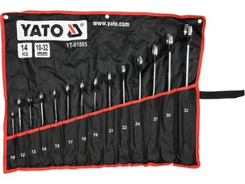 YATO ZESTAW KLUCZY PŁASKO-OCZKOWYCH SKRĘCONYCH 10-32MM 14SZT. YATO ZESTAW KLUCZY PŁASKO-OCZKOWYCH SKRĘCONYCH 10-32MM 14SZT.