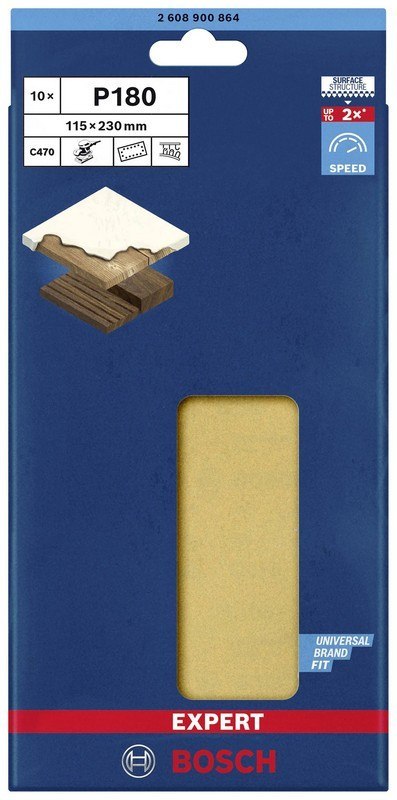 BOSCH ARKUSZE ŚCIERNE EXPERT EXC470 115*230MM G180 10PC BOSCH ARKUSZE ŚCIERNE EXPERT EXC470 115*230MM G180 10PC