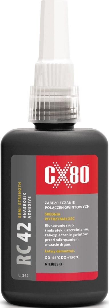 CX-80 KLEJ ANAEROBOWY RC-42 DO GWINTÓW ŚRUB ŚREDNI 50ML CX-80 KLEJ ANAEROBOWY RC-42 DO GWINTÓW ŚRUB ŚREDNI 50ML