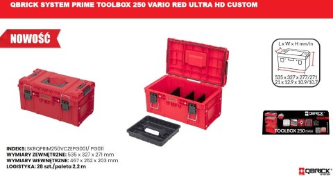 QBRICK SKRZYNKA NARZĘDZIOWA QBRICK SYSTEM PRIME TOOLBOX 250 VARIO QBRICK SKRZYNKA NARZĘDZIOWA QBRICK SYSTEM PRIME TOOLBOX 250 VARIO