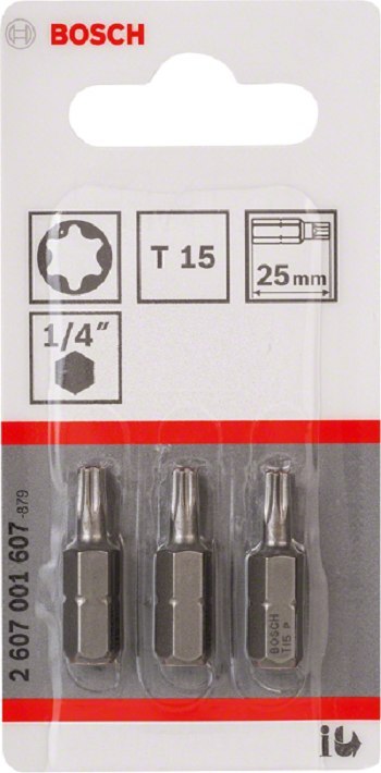 BOSCH BIT, GROT, KOŃCÓWKA T15 EH 25MM 3 SZT. BOSCH BIT, GROT, KOŃCÓWKA T15 EH 25MM 3 SZT.