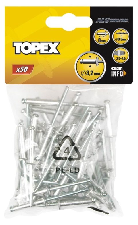 TOPEX NITY ALUMINIOWE OP-50SZT 4.0*10MM TOPEX NITY ALUMINIOWE OP-50SZT 4.0*10MM