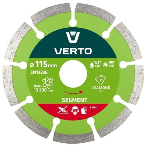 VERTO TARCZA DIAMENTOWA SEGMENTOWA 115MM VERTO TARCZA DIAMENTOWA SEGMENTOWA 115MM
