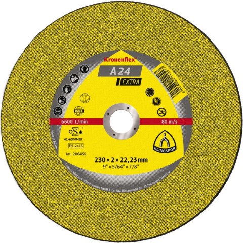 KLINGSPOR TARCZA PŁASKA A24EX T1A 230*3.0*22 328761 KLINGSPOR TARCZA PŁASKA A24EX T1A 230*3.0*22 328761
