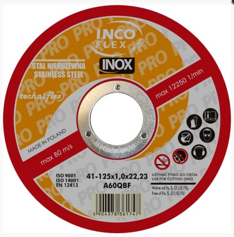 TECHNIFLEX TARCZA PŁASKA INOX T1A 125*1.0*22 TECHNIFLEX TARCZA PŁASKA INOX T1A 125*1.0*22