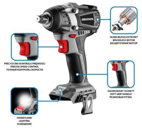 GRAPHITE KLUCZ UDAROWY AKUMULATOROWY ENERGY 18V LI-LON BEZ AKUM 300NM GRAPHITE KLUCZ UDAROWY AKUMULATOROWY ENERGY 18V LI-LON BEZ AKUM 300NM