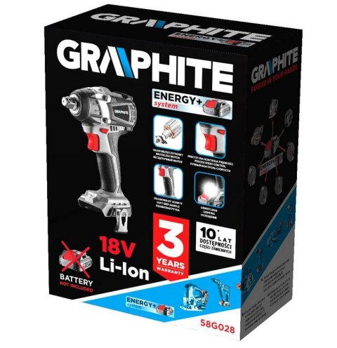 GRAPHITE KLUCZ UDAROWY AKUMULATOROWY ENERGY 18V LI-LON BEZ AKUM 300NM GRAPHITE KLUCZ UDAROWY AKUMULATOROWY ENERGY 18V LI-LON BEZ AKUM 300NM