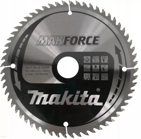 MAKITA PIŁA SPIEKOWA DO DREWNA MAKFORCE 190*30MM 60Z MAKITA PIŁA SPIEKOWA DO DREWNA MAKFORCE 190*30MM 60Z