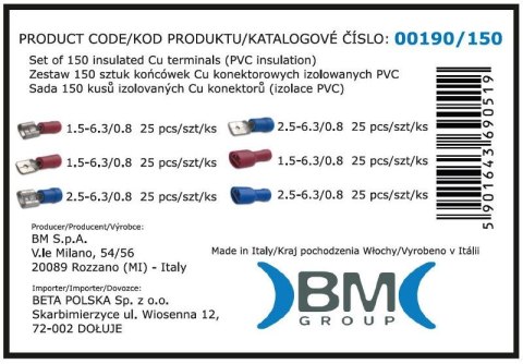 BM GROUP ZESTAW KOŃCÓWEK KONEKTOROWYCH IZOLOWANYCH 150 SZTUK BM GROUP ZESTAW KOŃCÓWEK KONEKTOROWYCH IZOLOWANYCH 150 SZTUK